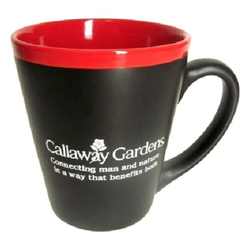 Callaway Gardens Red Black Tall Ceramic Coffee Mug Cup Travel Souvenir Minimalis